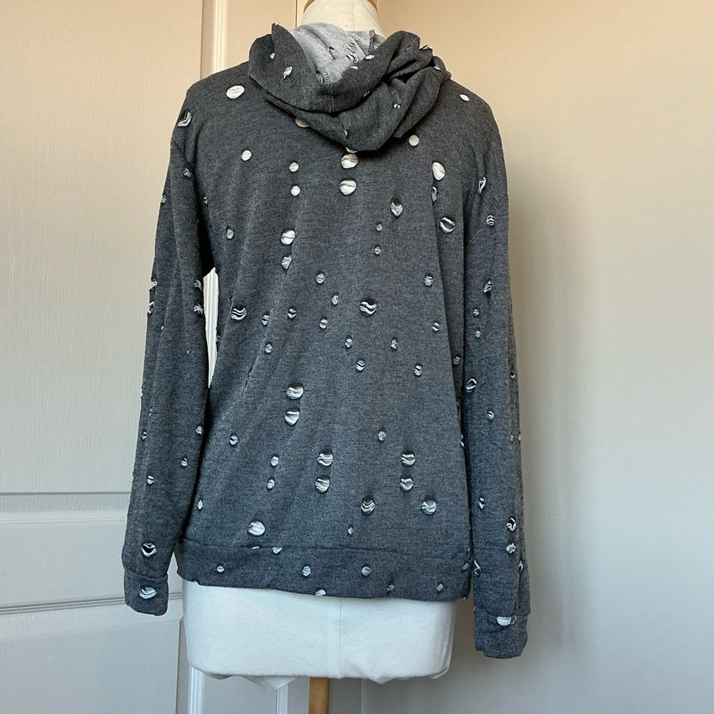 GAZE -Ripped Distressed Hoodie - Picture 4 of 9